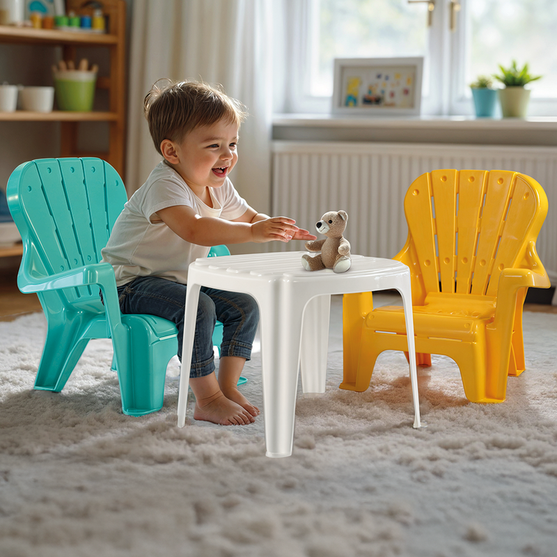 Afbeelding laden in galerijviewer, Dolu tafel met 2 stoelen turquoise geel