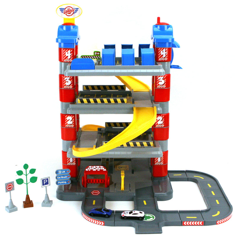 Afbeelding laden in galerijviewer, Dolu new york garage met 4 etages 2 die-cast auto #039;s 2 verkeersborden boom