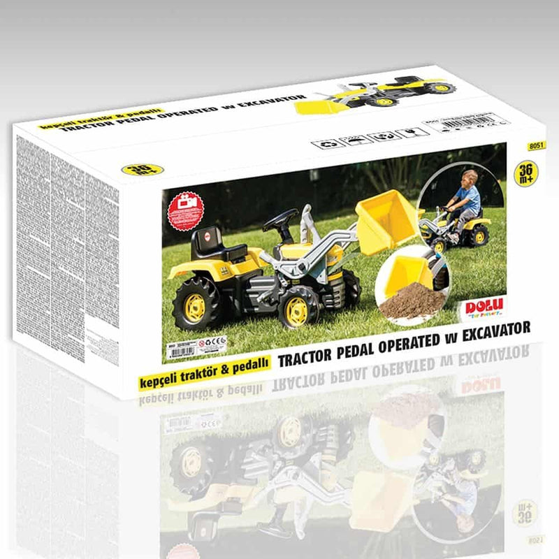 Afbeelding laden in galerijviewer, Dolu traptractor met voorlader claxon geel zwart