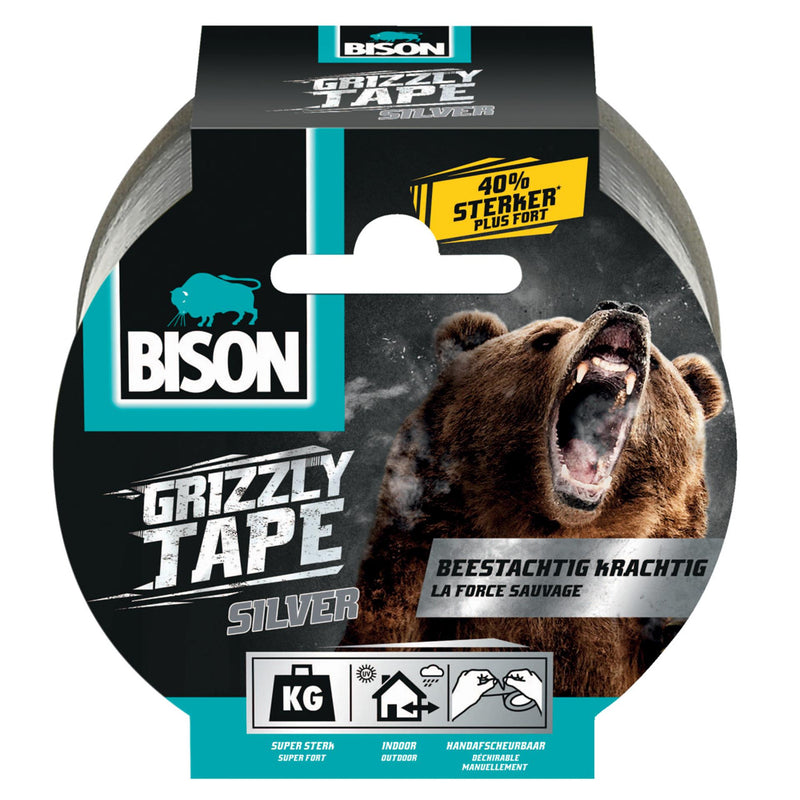 Afbeelding laden in galerijviewer, Bison grizzly tape zilver rol 10m x 5cm beestachtig krachtig