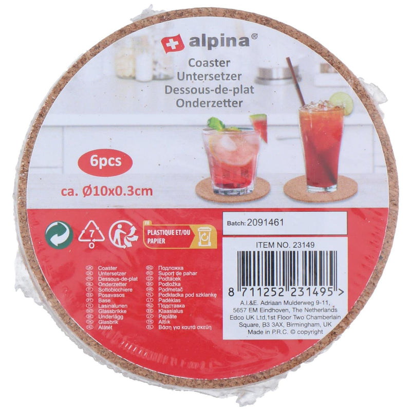 Afbeelding laden in galerijviewer, Alpina onderzetters kurk 6 stuks ø10cm vierkant of rond