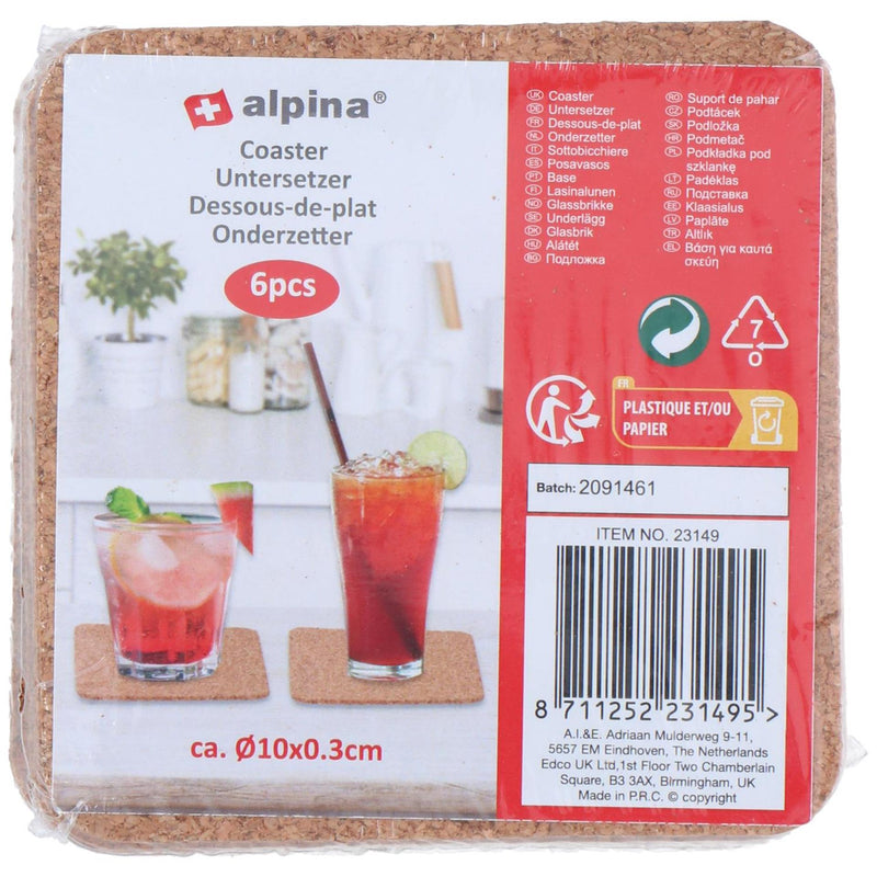Afbeelding laden in galerijviewer, Alpina onderzetters kurk 6 stuks ø10cm vierkant of rond