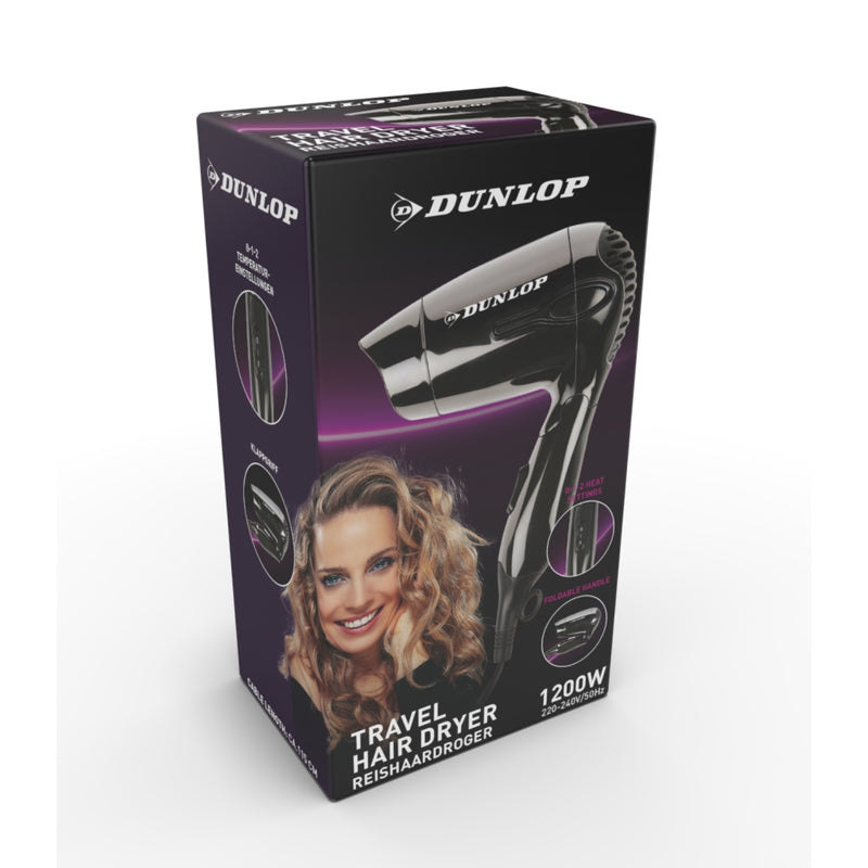 Afbeelding laden in galerijviewer, Dunlop Reis Föhn 1200W Zwart