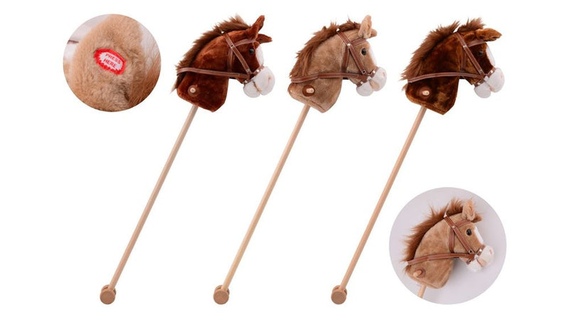 Afbeelding laden in galerijviewer, Johntoy stokpaard met geluid, 3 kleuren assorti.
