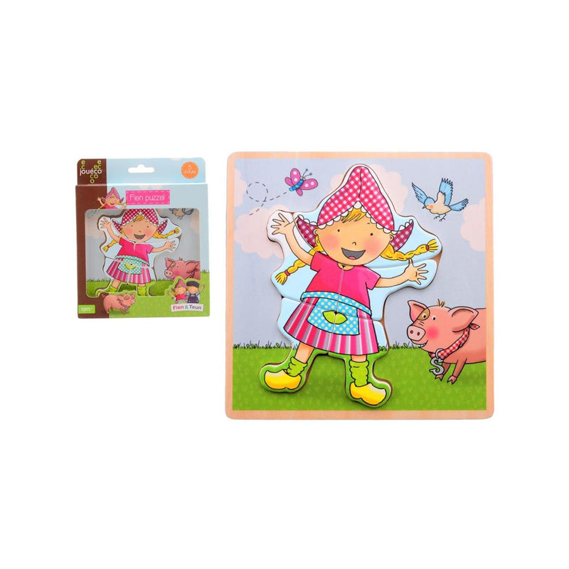Afbeelding laden in galerijviewer, Johntoy jouã©coâ® - fien teun houten puzzel fien 5 stukjes