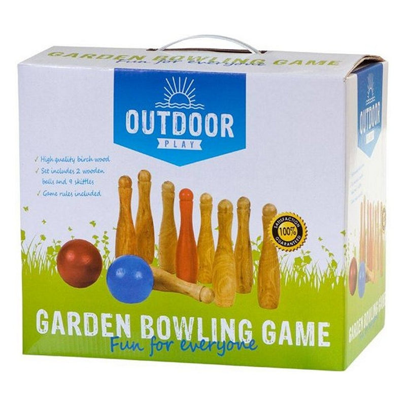 Afbeelding laden in galerijviewer, Outdoor play houten tuin bowlingset met 9 kegels en 2 ballen