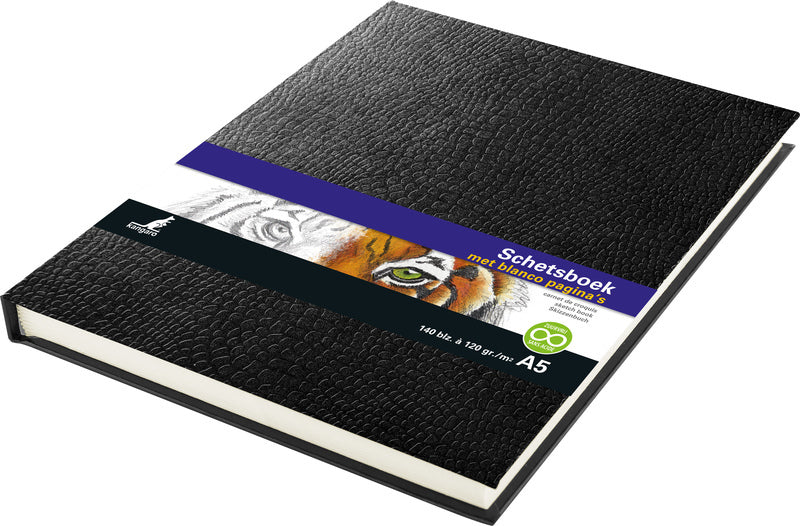 Afbeelding laden in galerijviewer, Kangaro schetsboek a5 - hardcover slang imprint - 140 blanco pagina's - 120 grams creme papier