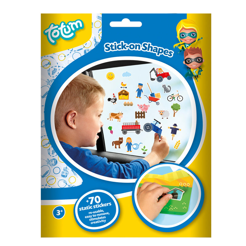 Afbeelding laden in galerijviewer, Totum boerderij raamstickers - 45 stuks - niet permanente verplaatsbare stickers boerderijdieren, voertuigen, gereedschap en bomen fruit - incl speeldecor