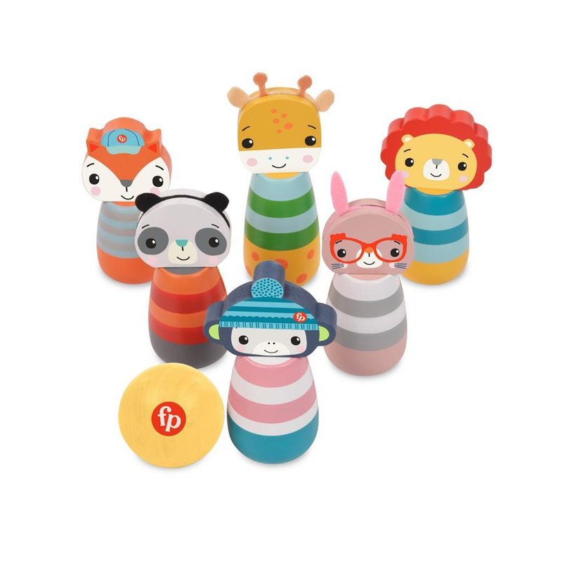 Afbeelding laden in galerijviewer, Fisher price houten kegelspel dieren