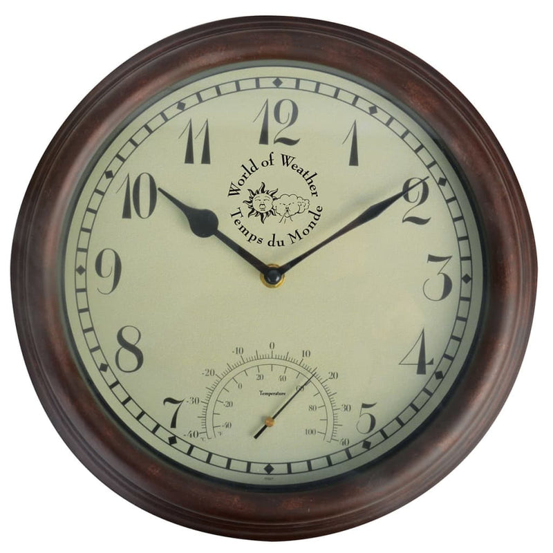 Afbeelding laden in galerijviewer, Esschert design stationsklok met thermometer 30,5 cm tf007