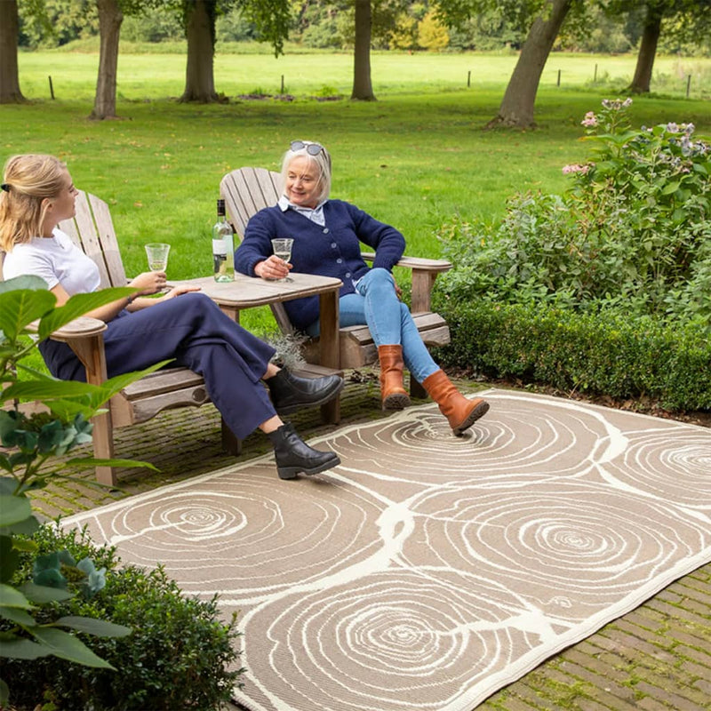 Afbeelding laden in galerijviewer, Esschert design buitenkleed jaarringen 240x150 cm