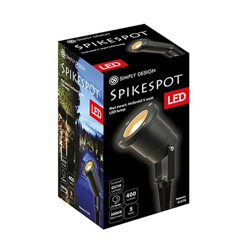 Afbeelding laden in galerijviewer, Simply design led spikespot gu10 5w 3000k zwart metaal