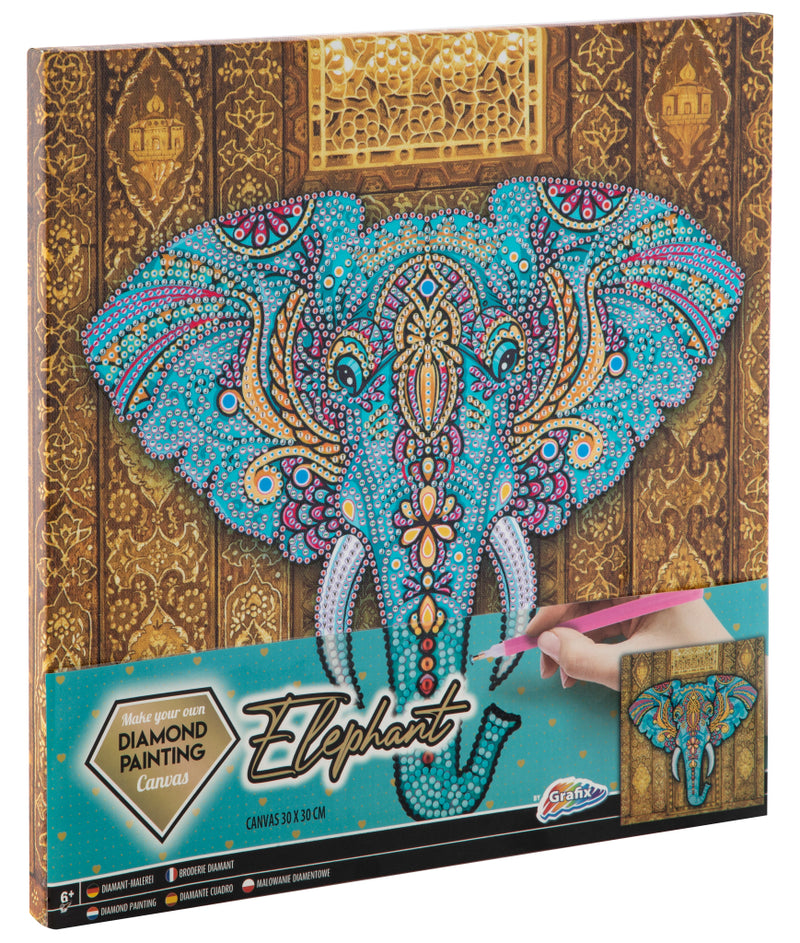 Afbeelding laden in galerijviewer, Grafix diamond painting op canvas olifant