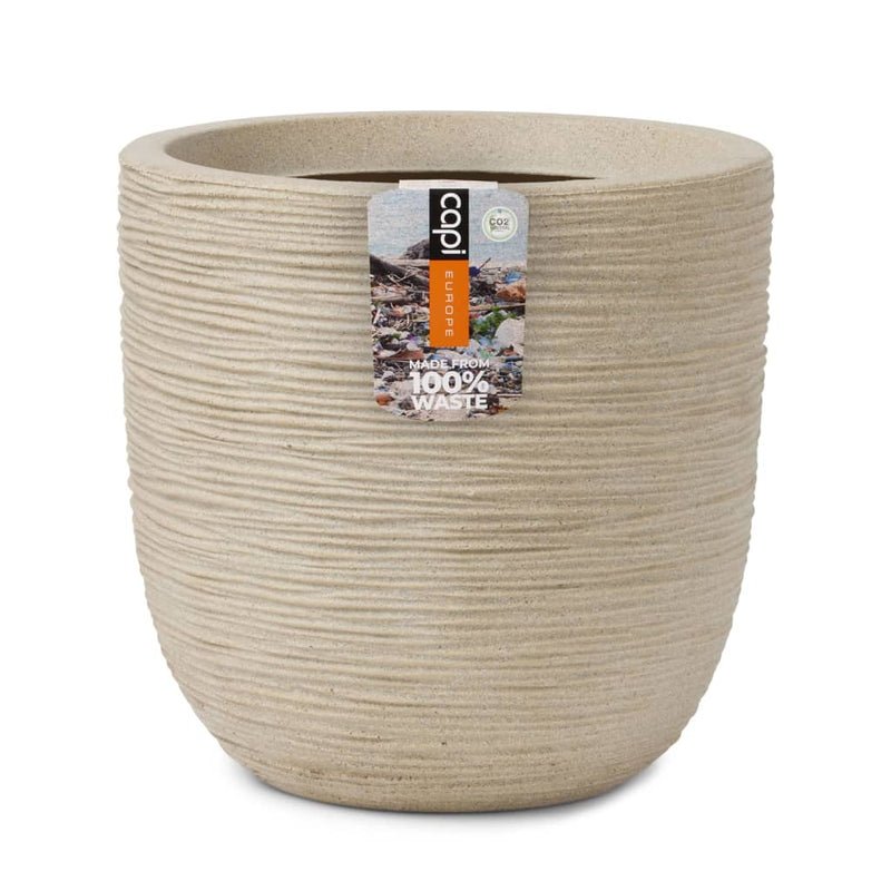 Afbeelding laden in galerijviewer, Capi bloempot waste rib 35x34 cm terrazzo beige