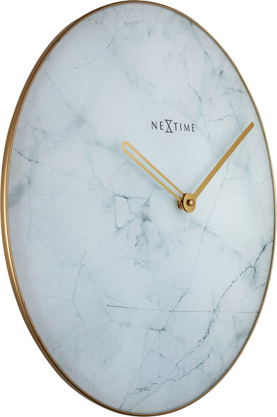 Afbeelding laden in galerijviewer, Nextime ne-8189wi wandklok marble ø 40 cm wit