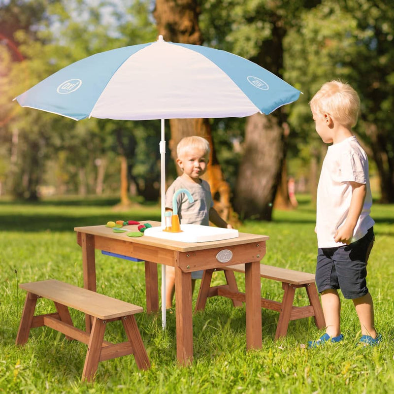 Afbeelding laden in galerijviewer, AXI AXI Zanden waterpicknicktafel Dennis met speelkeuken en bankjes