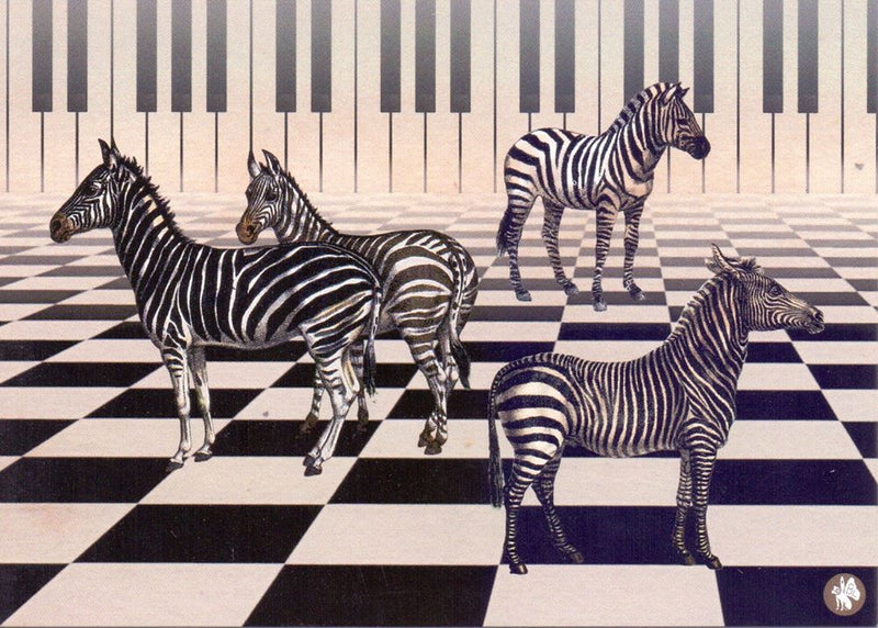 Afbeelding laden in galerijviewer, Prentbriefkaart cd03: piano zebra 6 st