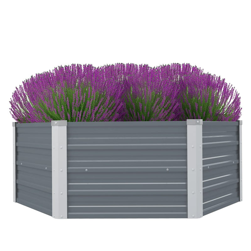Afbeelding laden in galerijviewer, Vidaxl plantenbak verhoogd 129x129x46 cm gegalvaniseerd staal grijs