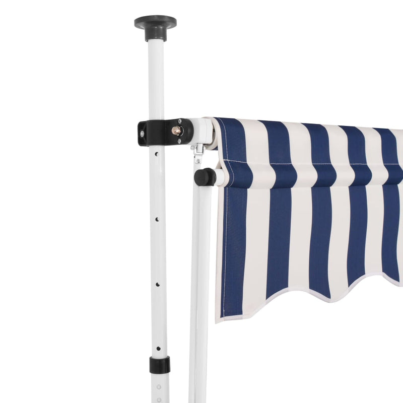 Afbeelding laden in galerijviewer, Vidaxl luifel handmatig uittrekbaar 400 cm blauw en witte strepen