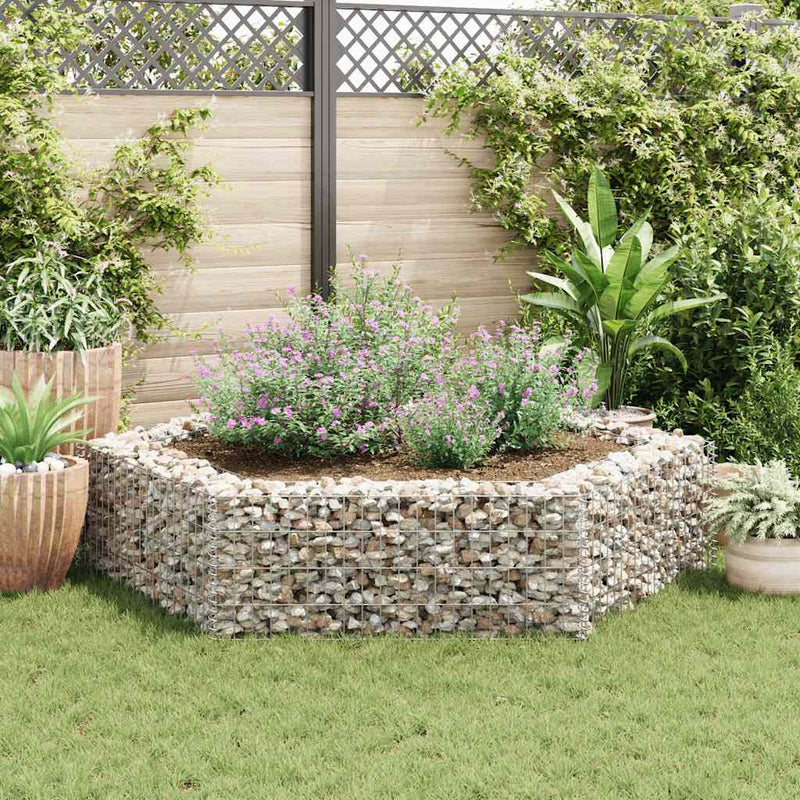 Afbeelding laden in galerijviewer, Vidaxl gabion plantenbak verhoogd zeshoekig 200x173x40 cm