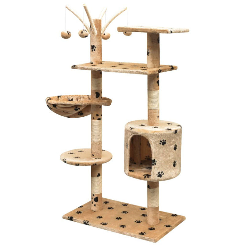 Afbeelding laden in galerijviewer, Vidaxl kattenkrabpaal met sisal krabpalen 125 cm pootafdrukken beige