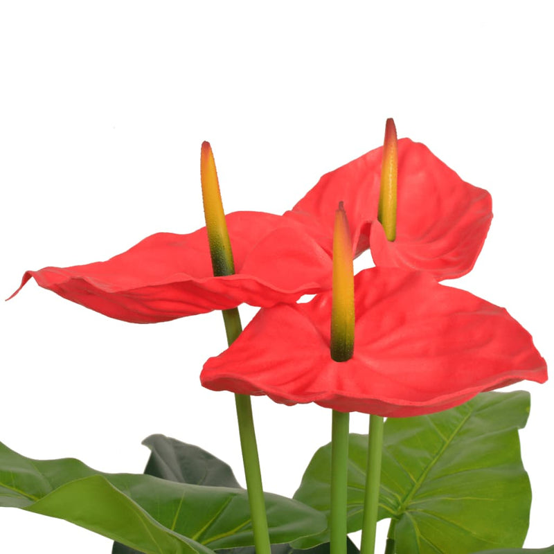 Afbeelding laden in galerijviewer, Vidaxl kunst anthurium plant met pot 90 cm rood en geel