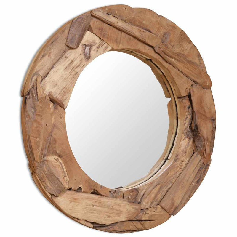 Afbeelding laden in galerijviewer, Vidaxl decoratieve spiegel rond 80 cm teakhout