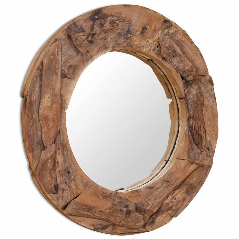 Afbeelding laden in galerijviewer, Vidaxl decoratieve spiegel rond 80 cm teakhout