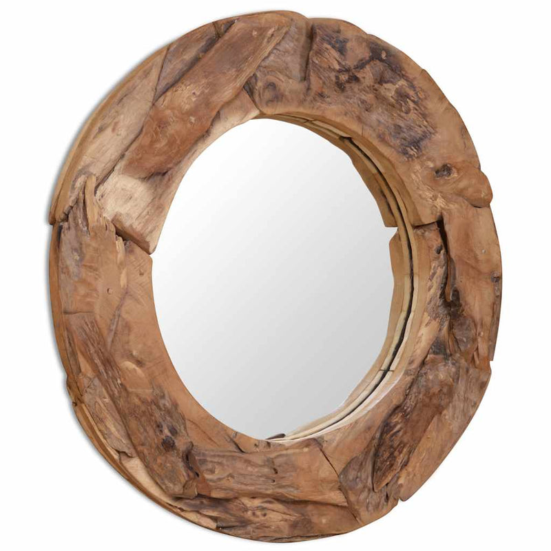 Afbeelding laden in galerijviewer, Vidaxl decoratieve spiegel rond 80 cm teakhout