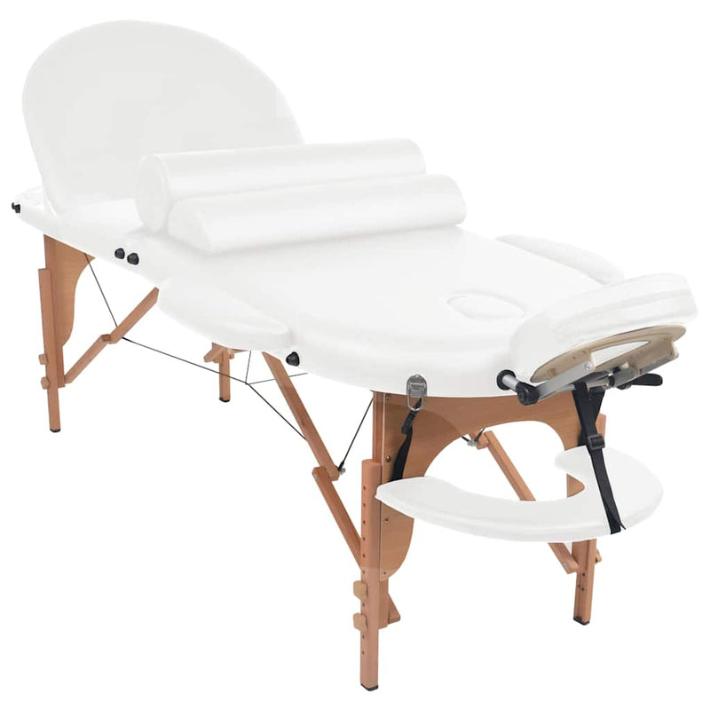Afbeelding laden in galerijviewer, Vidaxl massagetafel inklapbaar 4 cm dik met 2 bolsters ovaal wit