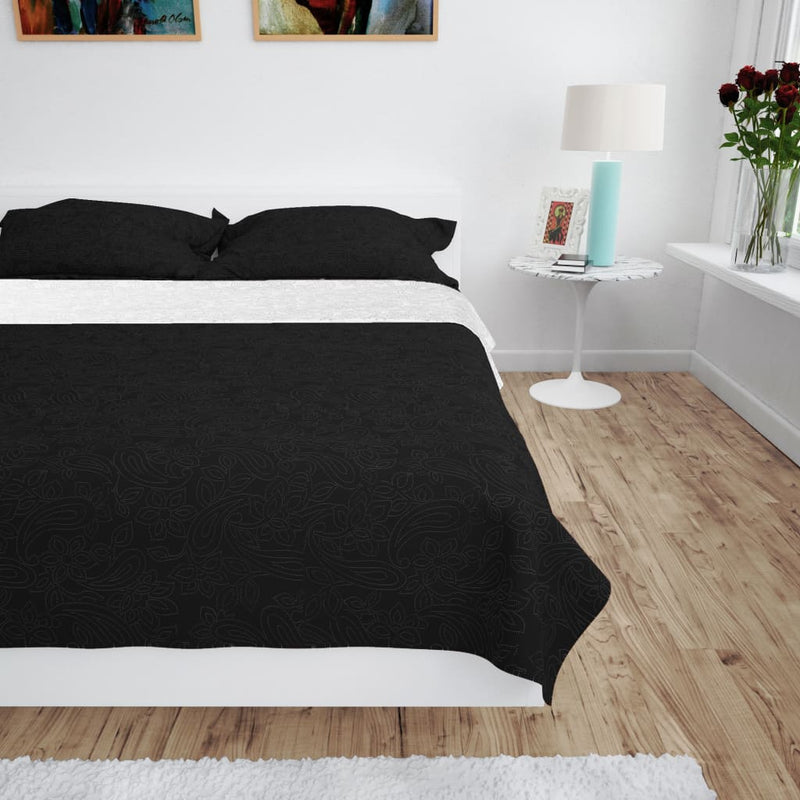 Afbeelding laden in galerijviewer, Vidaxl bedsprei dubbelzijdig 230x260 cm quilt zwart en wit