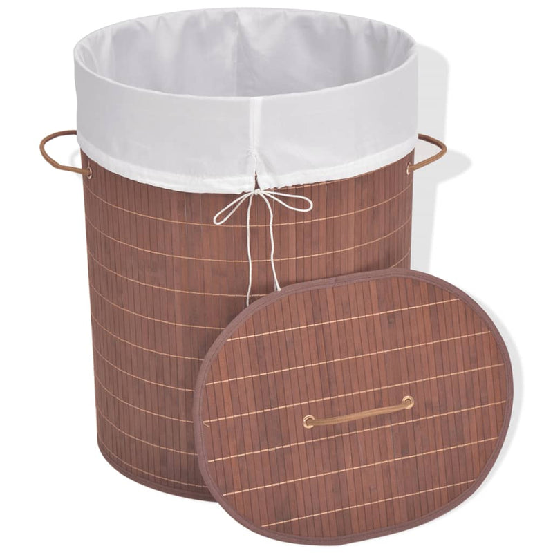 Afbeelding laden in galerijviewer, Vidaxl wasmand ovaal bamboe bruin