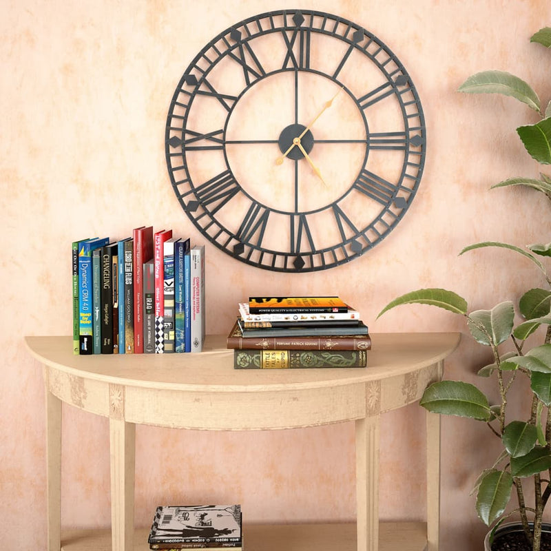 Afbeelding laden in galerijviewer, Vidaxl wandklok vintage-stijl met quartz-mechanisme xxl 60 cm metaal