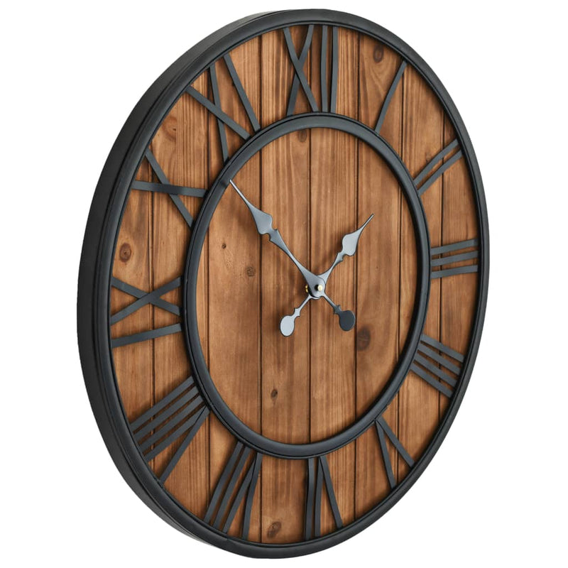 Afbeelding laden in galerijviewer, Vidaxl wandklok vintage-stijl quartz-mechanisme xxl 60 cm hout metaal