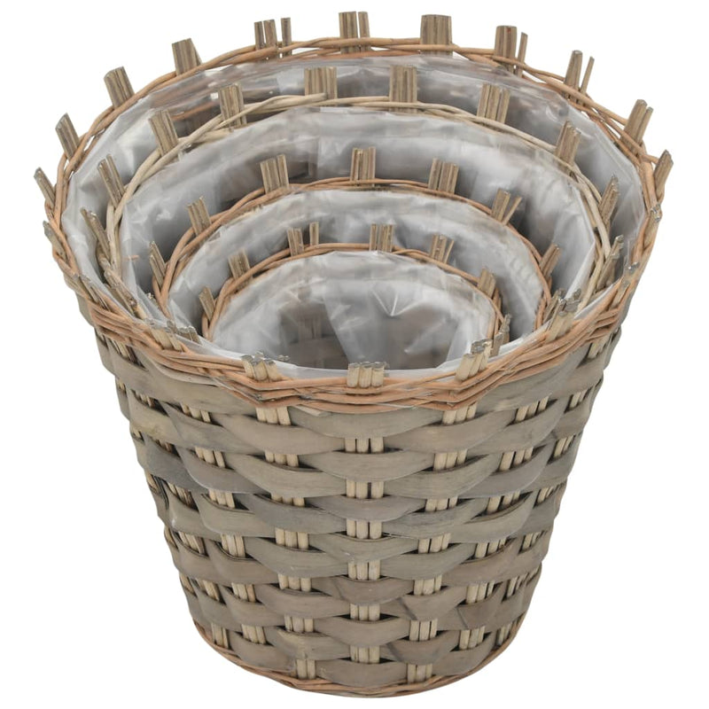 Afbeelding laden in galerijviewer, VidaXL Plantenbakken verhoogd 4 st wicker met PE-voering
