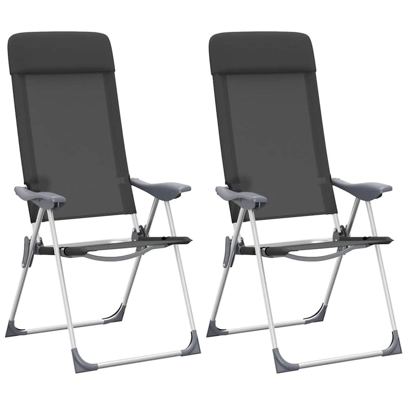 Afbeelding laden in galerijviewer, Vidaxl campingstoelen inklapbaar aluminium zwart 2 st