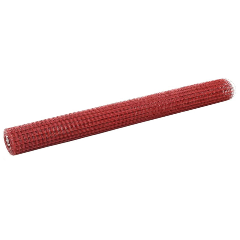 Afbeelding laden in galerijviewer, Vidaxl kippengaas 25x1,5 m staal met pvc coating rood