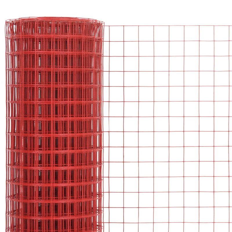Afbeelding laden in galerijviewer, Vidaxl kippengaas 25x1,5 m staal met pvc coating rood