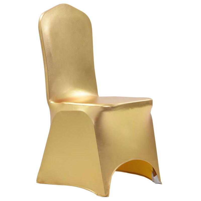 Afbeelding laden in galerijviewer, Vidaxl 6 st stoelhoezen stretch goud