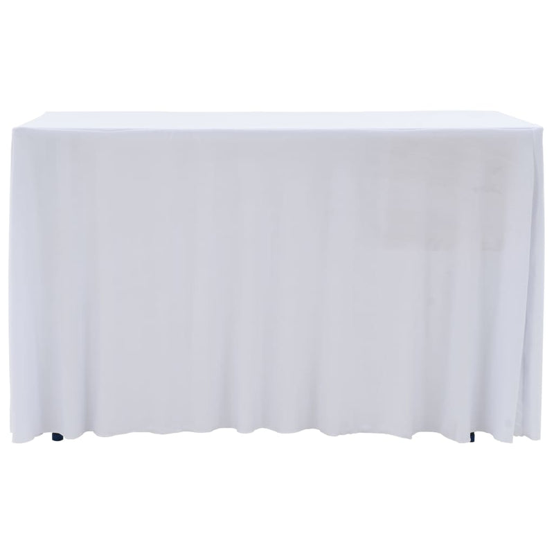 Afbeelding laden in galerijviewer, Vidaxl 2 st tafelhoezen stretch met rok 243x76x74 cm wit