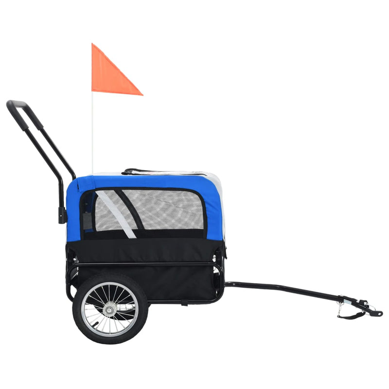 Afbeelding laden in galerijviewer, VidaXL Fietstrailer en kinderwagen 2-in-1 grijs en blauw