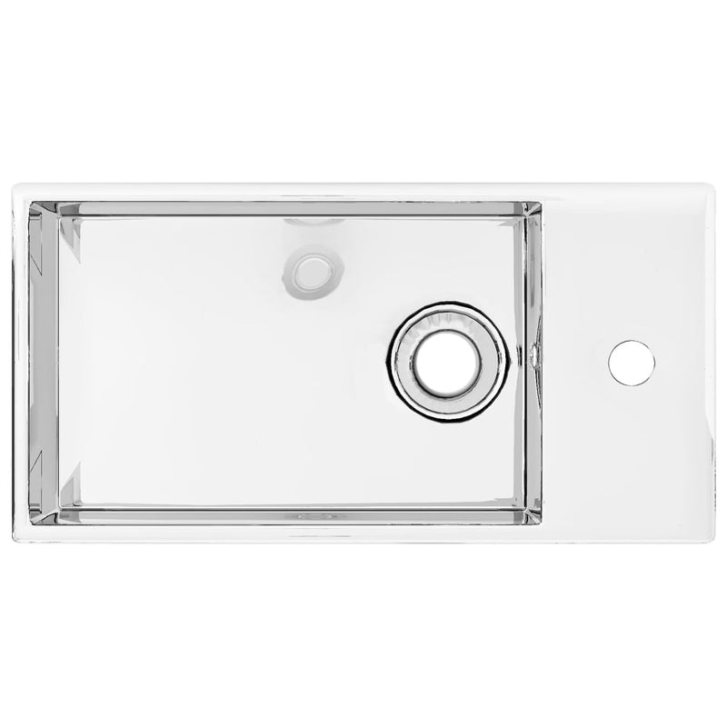 Afbeelding laden in galerijviewer, Vidaxl wastafel met overloop 49x25x15 cm keramiek zilverkleurig