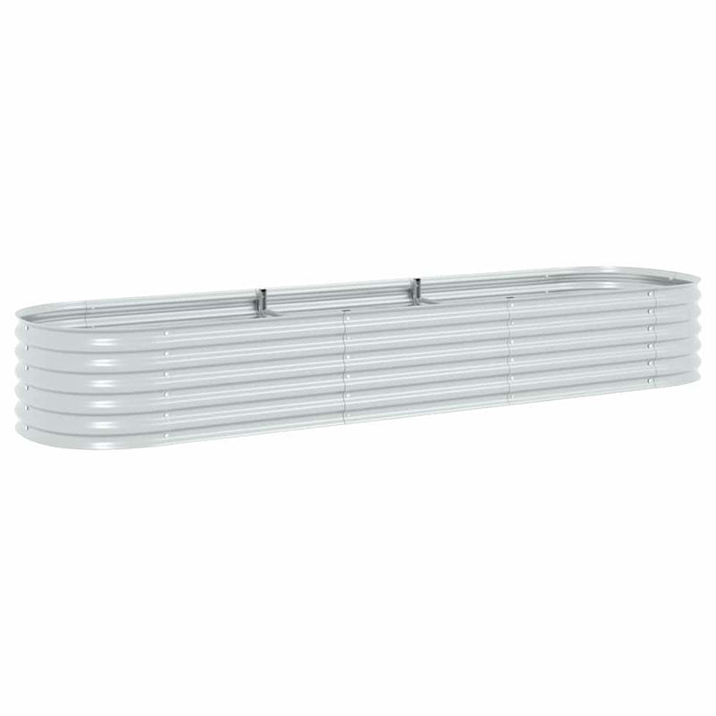 Afbeelding laden in galerijviewer, Vidaxl plantenbak verhoogd 320x80x44 cm gegalvaniseerd staal zilver
