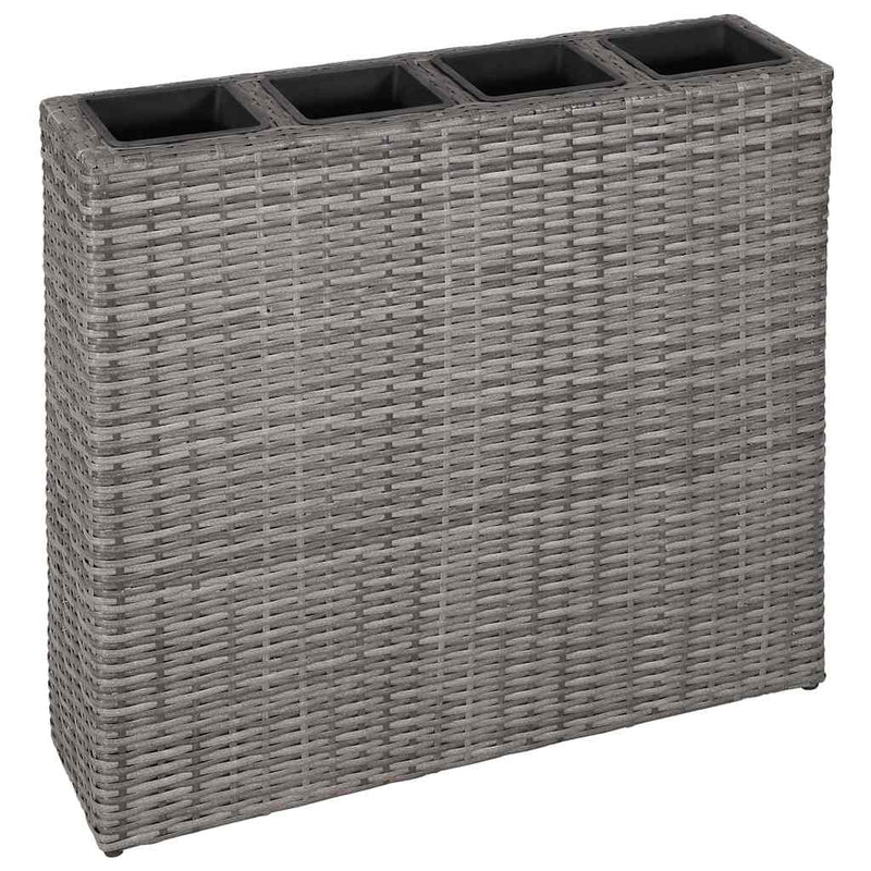 Afbeelding laden in galerijviewer, Vidaxl plantenbak verhoogd met 4 potten poly rattan grijs