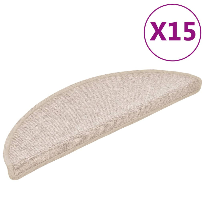 Afbeelding laden in galerijviewer, Vidaxl trapmatten 15 st 56x17x3 cm taupe halfrond