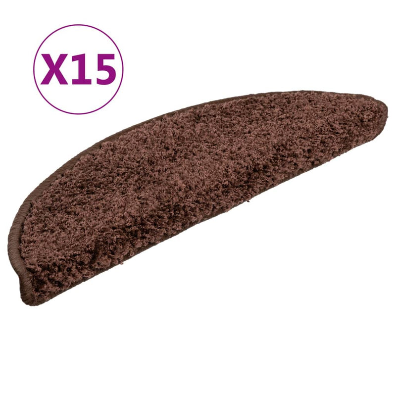 Afbeelding laden in galerijviewer, Vidaxl trapmatten 15 st 56x17x3 cm bruin halfrond