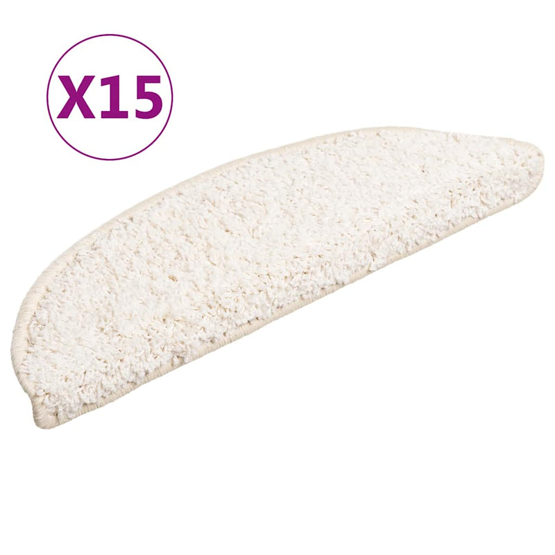 Afbeelding laden in galerijviewer, Vidaxl trapmatten 15 st 56x17x3 cm wit halfrond