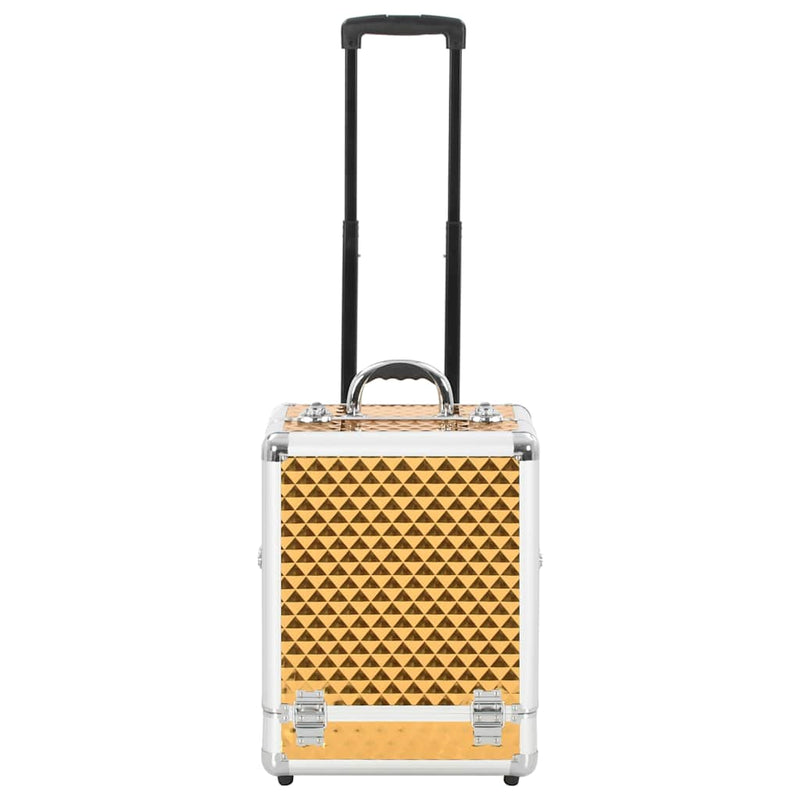 Afbeelding laden in galerijviewer, Vidaxl make-up trolley 35x29x45 cm aluminium goudkleurig