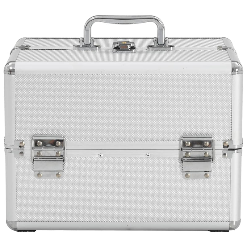 Afbeelding laden in galerijviewer, Vidaxl make-up koffer 22x30x21 cm aluminium zilverkleurig