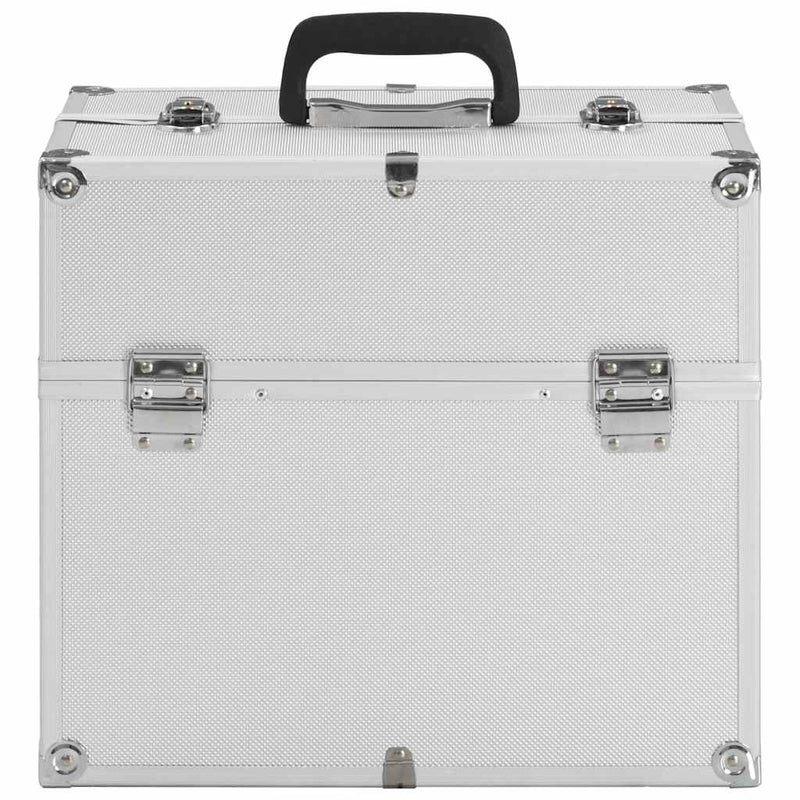 Afbeelding laden in galerijviewer, Vidaxl make-up koffer 38x23x34 cm aluminium zilverkleurig